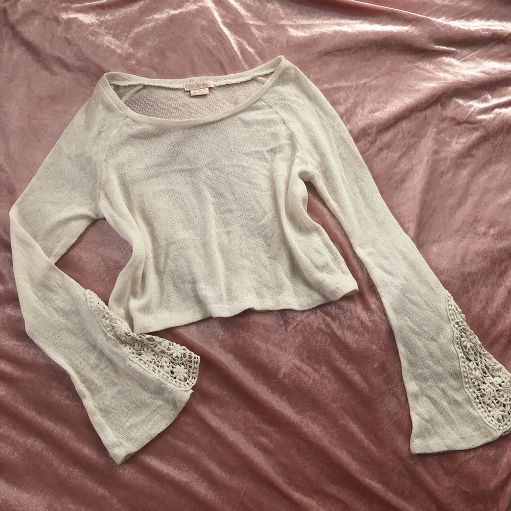 The Hanger cropped bell-sleeved light sweatershirt